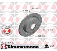 ZIMMERMANN 2x Disco Freno Trasero Ø280 para Mini R56 Cooper One R57 John
