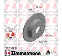 ZIMMERMANN 2x Disco Freno Trasero Ø292 MM Completo para Nissan Qashqai + 2 I J10