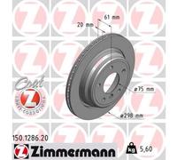ZIMMERMANN 2x Disco Freno Trasero Ø298 MM Außenbelüftet para BMW 5er E39 520i