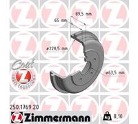 ZIMMERMANN 2x Tambor de Freno Trasero Apto para Ford Transit Connect Tourneo P65