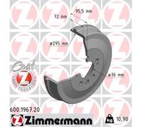 ZIMMERMANN 2x Tambor de Freno Trasero Apto para VW Amarok S1B 2H 2HA 2HB S6B S7A