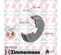ZIMMERMANN 2X Tambor De Freno Trasero Compatible Para Ford B-Max JK