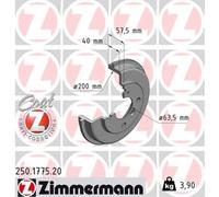 ZIMMERMANN 2X Tambor De Freno Trasero Compatible Para Ford Fiesta VI Van