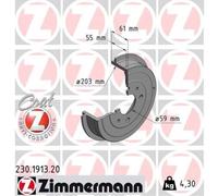 ZIMMERMANN 2x Tambor Trasero para Lancia Musa Ypsilon Alfa Romeo 146 145 225
