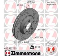 ZIMMERMANN Black Z Disco de freno Delantero, derecha para AUDI Q7 (4LB) 350mm