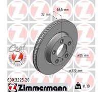 ZIMMERMANN Coat Z Disco de freno Delantero, derecha para VW Touareg 330mm