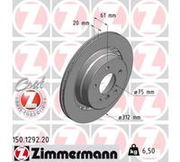 ZIMMERMANN Disco Ø312 Ventilado Trasero Izquierdo para BMW 3er Z3 Roadster E36