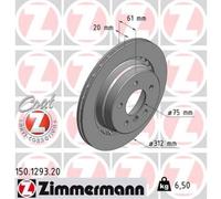 ZIMMERMANN Disco de Freno Ø312 Ventilado Trasero Derecha para BMW 3er Cabrio E36