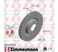 ZIMMERMANN Disco de Freno Ø315 Ventilado Delantero Izquierdo Apto para BMW 3er