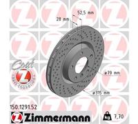 ZIMMERMANN Disco de Freno Ø315 Ventilado Frontal Derecho Apto para BMW 3er