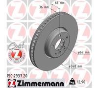 ZIMMERMANN Disco de Freno Ø348 Ventilado Delant. para Toyota Supra BMW 4 Coupé 8