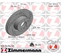 ZIMMERMANN Disco de Freno Ventilado Frontal Derecho Apto para BMW X3 X4 F25 F26
