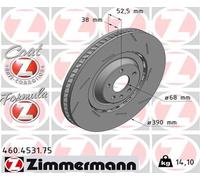 OTTO ZIMMERMANN GMBH Disco de frenos delantero derecho para PORSCHE: Macan (Ref: 460.4531.75)