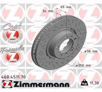 ZIMMERMANN Disco de Freno Ventilado Frontal Derecho para Porsche 718 Boxster 911