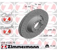 ZIMMERMANN Disco de Freno Ventilado Trasero Izquierdo Apto para Porsche 911 991