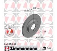 ZIMMERMANN Discos De Freno Delanteros Ø257 Ventilados Para Citroën C-Zero ION I