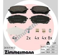 ZIMMERMANN Pastillas Freno Juego de para Toyota Yaris Cross Mxp Corolla Familiar