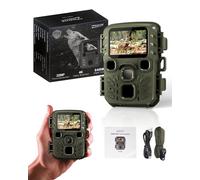ZIMOCE Cámara de Caza, Cámara Fototrampeo Nocturna sin Brillo IR LED, 0,2s Velocidad de Disparo y Gran Angular de 60°, IP66,Tarjeta 32G, para Caza de Vida Silvestre Exploración (MINI-4K)