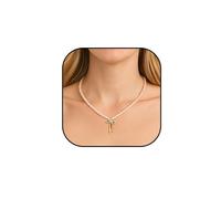 Zimocepuz Collar de Perlas para Mujer, Collar de Perlas Dorado con Lazo, hipoalergénico, Collar de Cuento de Hadas Delicado, joyería Dulce con Lazo, Regalos para Mujeres