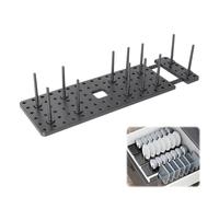 Zimoer 1 PCS Organizador de Platos Ajustable, Soporte para Platos con 12 Postes, Escurridor de Platos para Armario, Estante para Sartenes para Platos, Tazones y Cubiertos - Gris, 54x15x10cm, Plástico