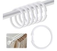 Zimoer 12 Piezas Anillos de Cortina de Ducha de Plástico, Anilla para Cortina de Ducha Ganchos de Cortina de Ducha Anillas Cortina Ducha de Cierre Fácil a Presión Anillo de Cortina de Puerta (Blanco)