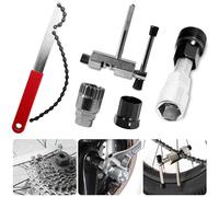 Zimoer 5 Piezas Cadena de Bicicleta Kit de Herramientas, Llave de Cadena para Bicicleta, Látigo de Cadena para Bicicleta, Herramientas de Látigo de Cadena de Bicicleta Extractor de Piñones