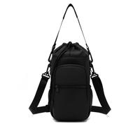 Zimoer Elegante y Práctica Bolsa para Vaso Stanley, Funda Termica Botella Agua, Bolsa para Stanley Cup con Bolsillo para Teléfono y Correa Ajustable, Ideal para Senderismo, Viajes y Camping (Negra)