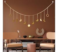 Zimoer Guirnalda de Fases de la Luna Decoración de Pared, Decoración de pared bohemia dorada, Guirnalda de Fases Lunares de Metal Dorado Brillante, para dormitorio, sala de estar, cama, sofá, 141 cm