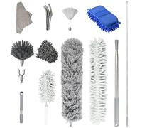 Zimoer Juego de 13 Plumero Telescopico Extensible Microfibra, Plumero con Palo Telescopico Limpieza, Plumero de Techo con Barra, Plumero Escoba de Esquina, Plumero Atrapapolvo para Techo Persianas