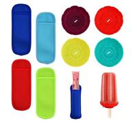 Zimoer Juego de 4 Soportes para Helados en Forma de Flor + 4 Fundas Protectoras para Paletas - Soporte Antigoteo para Niños - Silicona Alimentaria - Mantén las Manos Limpias
