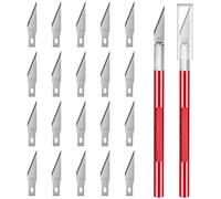 Zimoer Juego De Bisturí, Juego De Cuchillos Precisión, Cuchillos De Arte De Acero Inoxidable De Precisión, Cutter Precision, Cutter Manualidades, Escalpelo,con 2 Asas 20 Recambio Cuchilla (Rojo)
