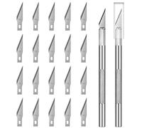 Zimoer Juego De Bisturí, Juego De Cuchillos Precisión, Cuchillos De Arte De Acero Inoxidable De Precisión, Cutter Precision, Cutter Manualidades, Escalpelo,con 2 Asas 20 Recambio Cuchilla (Plateado)