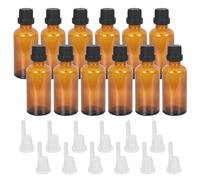 Zimoer Paquete de 12 frascos de vidrio ámbar de 50 ml tapa a prueba de niños - Frascos pequeños para aceites esenciales, perfumes y mezclas cosméticas
