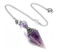 Zimoer Péndulo De Cristal,Péndulo De Chakra,Péndulo De Amatista De Piedra, Péndulo Hexagonal,Péndulo De Adivinación,Para Adivinación, Meditación, Wicca, Radiestesia