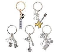 Zimoer Set de 5 Llaveros Musicales, Llaveros Pequeños con Notas Musicales, Teclado, Piano y Guitarra, Accesorios de Moda para Bolsos, Teléfonos y Coches, Regalo para Músicos y Amantes de Música