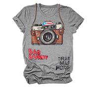 Zimoya Bad Bunny Tirar Mas Women's Inspirational Heart Graphic Letter Print T-Shirt Short Sleeve Casual Tops Blue