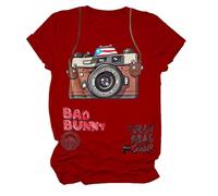 Zimoya Bad Bunny Tirar Mas Women's Inspirational Heart Graphic Letter Print T-Shirt Short Sleeve Casual Tops Blue