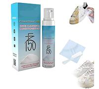 Zimoya Foamzone 150 Shoe Cleaner & Conditioner Kit, 100ML White Shoe Cleaner Whitener Stain Remover, Foam Zone 150 Shoe Cleaner w/Brush, Fz150 Shoe Cleaner for Canvas, Shell Shoes, Sneakers (2PCS)