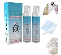 Zimoya Foamzone 150 Shoe Cleaner & Conditioner Kit, 100ML White Shoe Cleaner Whitener Stain Remover, Foam Zone 150 Shoe Cleaner w/Brush, Fz150 Shoe Cleaner for Canvas, Shell Shoes, Sneakers (2PCS)