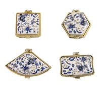 Zimoya Set of 4 Vintage Porcelain Jewelry Box Miniature Ceramic Trinkets Case for Rings Earrings Organizers Accessories Holder