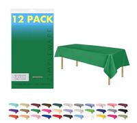 ZIMPLEWARE Green - Mantel de plástico desechable estándar para Fiestas, Paquete de 12, 54 x 108 Pulgadas, Mantel Rectangular para Uso en Interiores y Exteriores