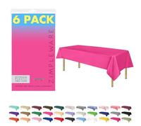 ZIMPLEWARE Mantel de plástico desechable estándar para Fiestas, Color Rosa Intenso (Paquete de 6), Mantel Rectangular de 54 x 108 Pulgadas, para Uso en Interiores y Exteriores