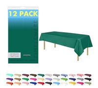 ZIMPLEWARE Mantel de plástico desechable estándar para Fiestas, Color Verde Oscuro (Paquete de 12), Mantel Rectangular de 54 x 108 Pulgadas, para Uso en Interiores y Exteriores