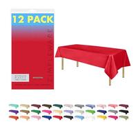 ZIMPLEWARE - Manteles Desechables de plástico para mesas rectangulares de 183 a 244 cm, 12 Unidades, 137 x 274 cm, Rojo