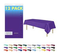 ZIMPLEWARE - Manteles Desechables de plástico para mesas rectangulares de 183 a 244 cm, 12 Unidades, 137 x 274 cm, Morado