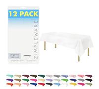 ZIMPLEWARE - Manteles Desechables de plástico para mesas rectangulares de 183 a 244 cm, 12 Unidades, 137 x 274 cm, Blanco