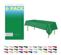 ZIMPLEWARE Premium Green Plastic Table Cloth Disposable (6 PK) Plastic Tablecloths for Rectangle Tables (54in x 108in) Party Table Cloths Disposable for 6ft to 8ft Rectangle Tables