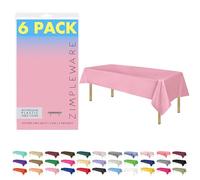 ZIMPLEWARE Premium Pink Plastic Table Cloth Disposable (6 PK) Plastic Tablecloths for Rectangle Tables (54in x 108in) Party Table Cloths Disposable for 6ft to 8ft Rectangle Tables
