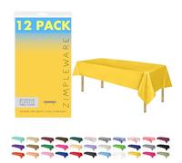 ZIMPLEWARE Premium Yellow Plastic Table Cloth Disposable (12 PK) Plastic Tablecloths for Rectangle Tables (54in x 108in) Party Table Cloths Disposable for 6ft to 8ft Rectangle Tables