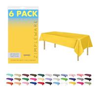 ZIMPLEWARE Premium Yellow Plastic Table Cloth Disposable (6 PK) Plastic Tablecloths for Rectangle Tables (54in x 108in) Party Table Cloths Disposable for 6ft to 8ft Rectangle Tables